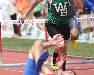 Rob Lozier(820) of West Branch competes in the DII boys 300 meter hurdles final during the 2017 OHSAA Boys and Girls State Track and Field Tournaments, Saturday, June 3, 2017 at the Jesse Owens Memorial Stadium in Columbus...(Nikos Frazier | The Vindicator)