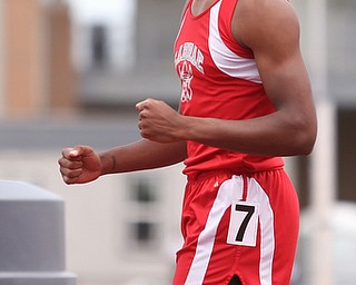 Tariq Drake(411) of Labrae celebrates after competing in the DII boys 200 meter dash final during the 2017 OHSAA Boys and Girls State Track and Field Tournaments, Saturday, June 3, 2017 at the Jesse Owens Memorial Stadium in Columbus...(Nikos Frazier | The Vindicator)