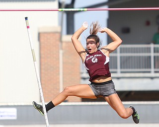 Allie Stern(36) of Walsh Jesuit looks in amazement while winning DI girls pole vault final during the 2017 OHSAA Boys and Girls State Track and Field Tournaments, Saturday, June 3, 2017 at the Jesse Owens Memorial Stadium in Columbus...(Nikos Frazier | The Vindicator)