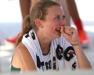 Lily Hallum(944) of Mason gets emotional after competing in the DI girls 800 meter run final during the 2017 OHSAA Boys and Girls State Track and Field Tournaments, Saturday, June 3, 2017 at the Jesse Owens Memorial Stadium in Columbus...(Nikos Frazier | The Vindicator)