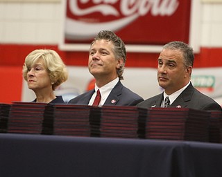             ROBERT  K. YOSAY | THE VINDICATOR..Austintown Fitch High School graduated over 300 students in the Fitch Gym Saturday morning as the graduation season is coming to a close..Vice President Kathy Mock  President Alex Benyo and Superintendent Vince Colaluca