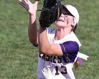 William D Lewis The Vindicator  Champion's Abbi Grace ()13) pulls in a fly ball.
