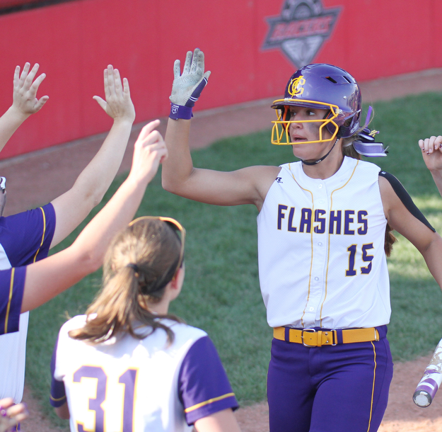William D Lewis The Vindicator  Champions Megan Turner gets congrats after scoring dueing state championship game.