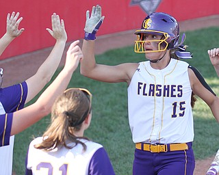 William D Lewis The Vindicator  Champions Megan Turner gets congrats after scoring dueing state championship game.