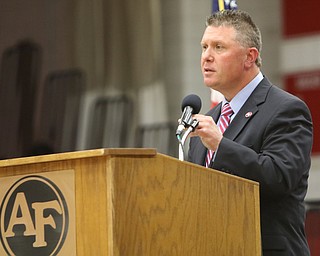             ROBERT  K. YOSAY | THE VINDICATOR..Austintown Fitch High School graduated over 300 students in the Fitch Gym Saturday morning as the graduation season is coming to a close..Christopher Berni Principal talks about the digital generation....