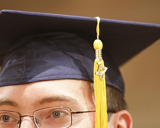             ROBERT  K. YOSAY | THE VINDICATOR..Austintown Fitch High School graduated over 300 students in the Fitch Gym Saturday morning as the graduation season is coming to a close.One of the Valedictorians as Christopher Gerberry  sports th '17