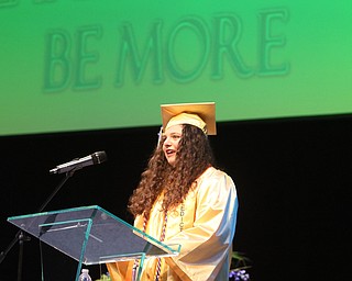             ROBERT  K. YOSAY | THE VINDICATOR..Valley Christian graduated over 50 students  at Highway Tabernacle Church in Austintown Sunday afternoon...Valedictorian Laura Sylvester  speaks to the class