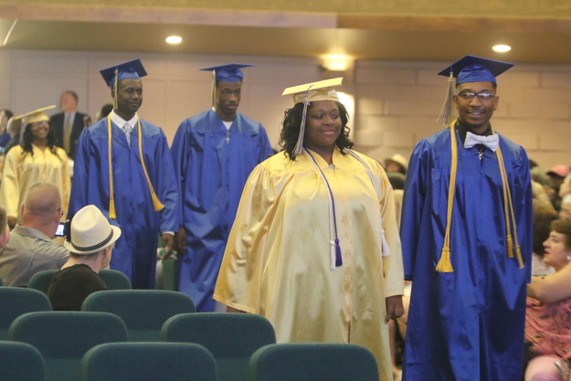             ROBERT  K. YOSAY | THE VINDICATOR..Valley Christian graduated over 50 students  at Highway Tabernacle Church in Austintown Sunday afternoon...The 2017 Valley Christian graduates.. enter the church