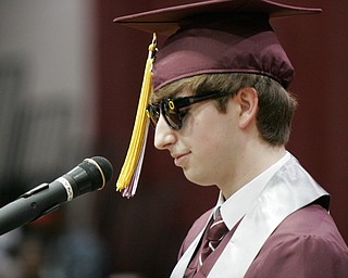 William D. Lewis the Vindicator  Boardman grad and Student Council Preident Cade Santha dons  sunglasses while speaking during commencement June 4, 2017 at BHS.