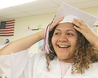 William D. Lewis the Vindicator  Boardman grad Mariah Mahdee adjusts her cap before commencement June 4, 2017 at BHS.