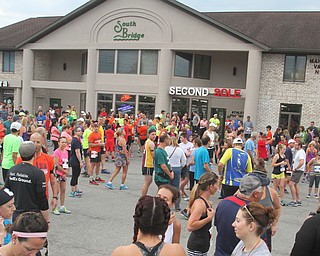 William D Lewis The Vindicator  Runners gathers before start of Youngstown Marathon 6-4-17 on Rt 224 in Boardman...
