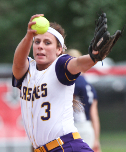William D Lewis The Vindicator Champion's McKenzie Zigmont  of the Trumbull team delivers during 1rst inning  of 1rst game of 14th annual Bill Sferra Softball Classic at YSU 6-6-17.