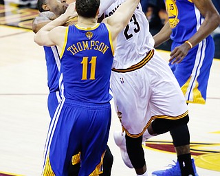 LeBron James of the Cleveland Cavaliers drives to the rim in Game 3 of the NBA Finals. Golden State won 118-113. (Photo Credit: Associated Press)