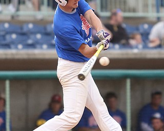 Mahoning County batter Drew Kleinman(15)(Sebring) swings during the 3rd inning in the 2017 High School Valley All Star Classic, Friday, June 9, 2017 at Eastwood Field. Trumbull County won 8-6...(Nikos Frazier | The Vindicator)..