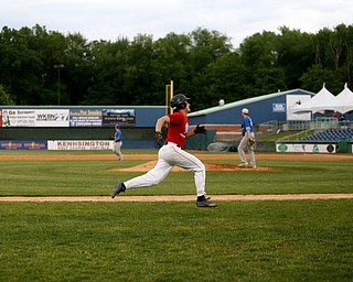 Trumbull County runner Michael Massucci(4)(Howland) sprints towards home during the 7th inning in the 2017 High School Valley All Star Classic, Friday, June 9, 2017 at Eastwood Field. Trumbull County won 8-6...(Nikos Frazier | The Vindicator)..