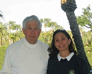 Raymond Jaminet and daughter Michelle Jaminet in Palm Beach, Florida, after a round of golf. Michelle, of course, let him win!