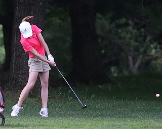 Leah Benson(U-14) drives the ball onto the green on hole 13 during the Greatest Golfer of the Valley Junior Qualifier at Tam O'Shanter Golf Course, Thursday, June 15, 2017 in Hermitage...(Nikos Frazier | The Vindicator)