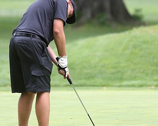 Cole Christman(U-17) putts on hole 1 during a playoff for first in the Greatest Golfer of the Valley Junior Qualifier at Tam O'Shanter Golf Course, Thursday, June 15, 2017 in Hermitage...(Nikos Frazier | The Vindicator)