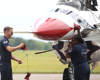 U.S. Air Force Thunderbirds demonstration team at the Youngstown Air Reserve Station, Thursday, June 15, 2017 in Vienna...(Nikos Frazier | The Vindicator)