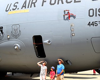 Diane and Jim Prezioso of Hubbard stand with their grandson, Vinnie(9) during the Thunder Over the Valley Air Show at the Youngstown Air Reserve Station, Saturday, June 17, 2017 in Vienna...(Nikos Frazier | The Vindicator)