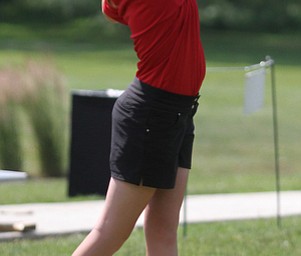 Jayne Bernard practices on the driving range during the AJGA practice round at Mill Creek Golf Course, Monday, June 19, 2017 in Boardman...(Nikos Frazier | The Vindicator)