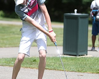 Conner Stevens chips onto the green after bouncing a ball into a golf cart on hole 16 during the first round of the AJGA Mill Creek Foundation Junior All-Star, Tuesday, June 2017, 2017 at Mill Creek Golf Course. ..(Nikos Frazier | The Vindicator)..