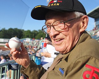 William D. Lewis The Vindicator  On hand for Scrappers home opener 6-21-2017 was Howdy Friend, 91, of Poland who is a WWII veteran who was wounded duringthe Battle of The Bulge. Friend, a retired educator in Poland says he is a Scrappers fan and has attended many games at Eastwood Field over the last 19 years.