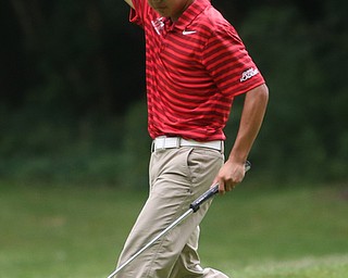 Aaron Du of Lake Mary, Fla. reacts after a birdie on hole 18 during the third and final round of the AJGA Mill Creek Foundation Junior All-Star, Thursday, June 22, 2017 at Mill Creek Golf Course. ..(Nikos Frazier | The Vindicator)..