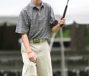 Maxwell Moldovan of Uniontown, Ohio reacts after his final stroke on hole 18 during the third and final round of the AJGA Mill Creek Foundation Junior All-Star, Thursday, June 22, 2017 at Mill Creek Golf Course. ..(Nikos Frazier | The Vindicator)..