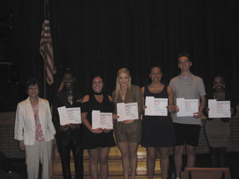Austintown Alumni Association recently awarded $6,000 in scholarships to six members of the 2017 Fitch High School graduating class. Above from left are Jan Sternagel, Austintown Alumni Association; Marquis Barbel; Victoria Cruz; Anna Harr; Allexis Sallee; Devin Sigley; and Jala Beasley-Williams. Funds are made available by donations from alumni and friends of Austintown schools and community support during the annual raffle. For information, call alumni president Lynn Larson at 330-518-5727 or Patti Griffin at 330-793-4799.