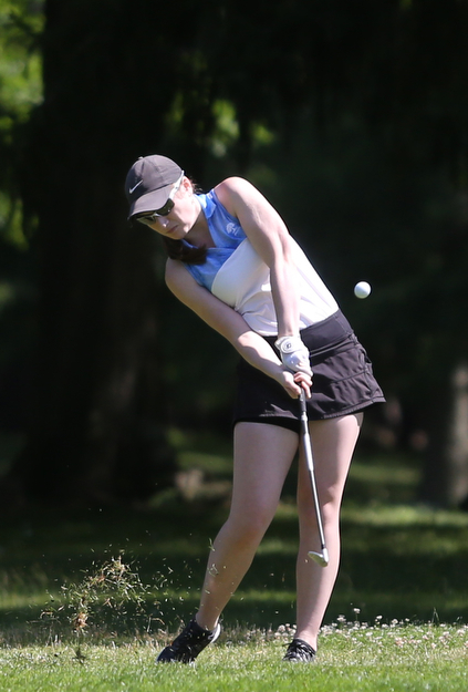 Hannah Keffler chips on hole 9 during the Greatest Golfer of the Valley Junior Qualifier on the North Course at Mill Creek Golf Course, Wednesday, June 28, 2017 at Mill Creek Golf Course. ..(Nikos Frazier | The Vindicator)..