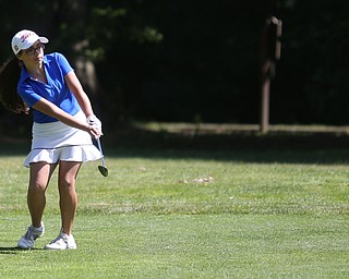 Alexandria Patrone chips on hole 9 during the Greatest Golfer of the Valley Junior Qualifier on the North Course at Mill Creek Golf Course, Wednesday, June 28, 2017 at Mill Creek Golf Course. ..(Nikos Frazier | The Vindicator)..