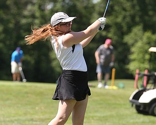 Emily Marcavish drives on hole 10 during the Greatest Golfer of the Valley Junior Qualifier on the North Course at Mill Creek Golf Course, Wednesday, June 28, 2017 at Mill Creek Golf Course. ..(Nikos Frazier | The Vindicator)..