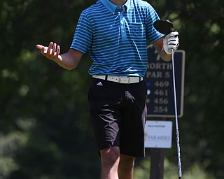Jimmy Graham reacts after his drive on hole 7 during the Greatest Golfer of the Valley Junior Qualifier on the North Course at Mill Creek Golf Course, Wednesday, June 28, 2017 at Mill Creek Golf Course. ..(Nikos Frazier | The Vindicator)..