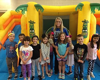 Neighbors | Submitted.Samantha Cox and her students stood in front of the inflatable as they celebrated Fun Day at Poland North Preschool.