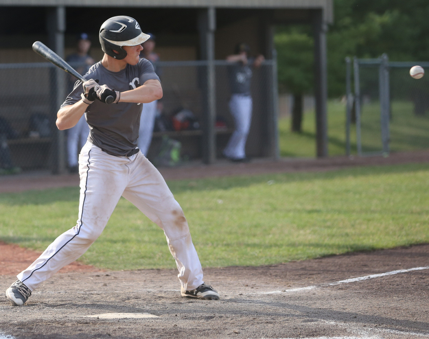 Baird batter Coleman Stauffer(20) waits to swing during the 3rd inning as Roth Brothers takes on Baird Brothers, Friday, June 30, 2017 at Bob Cene Park. Play was stopped in the 6th inning due to a lightning delay then never resumed because of heavy rain...(Nikos Frazier | The Vindicator)..