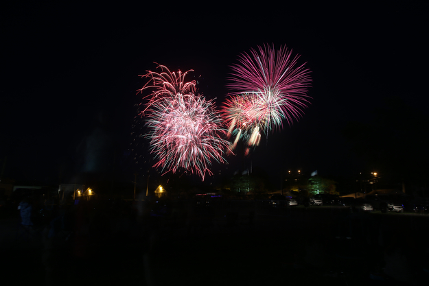 A long exposure shows the fireworks during the Canfield Rotary Fireworks Fest at the Canfield Fair Grounds, Saturday, July 1, 2017 in Canfield...(Nikos Frazier | The Vindicator)