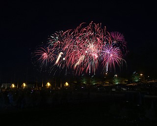 A long exposure shows the fireworks during the Canfield Rotary Fireworks Fest at the Canfield Fair Grounds, Saturday, July 1, 2017 in Canfield...(Nikos Frazier | The Vindicator)
