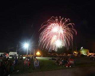 A long exposure shows the fireworks during the Canfield Rotary Fireworks Fest at the Canfield Fair Grounds, Saturday, July 1, 2017 in Canfield...(Nikos Frazier | The Vindicator)