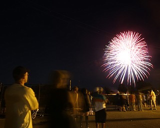 A long exposure shows the fireworks during the Canfield Rotary Fireworks Fest at the Canfield Fair Grounds, Saturday, July 1, 2017 in Canfield...(Nikos Frazier | The Vindicator)