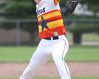 Astro Falcons pitcher Wyatt Larimer (9) pitches during the 1st inning as Astro Falcons takes on SBA Aces, Saturday, July 1, 2017 at Bob Cene Park.  Astros won 6-0...(Nikos Frazier | The Vindicator)..