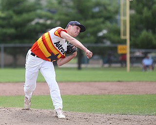 Astro Falcons pitcher Wyatt Larimer (9) pitches during the 1st inning as Astro Falcons takes on SBA Aces, Saturday, July 1, 2017 at Bob Cene Park. Astros won 6-0...(Nikos Frazier | The Vindicator)..
