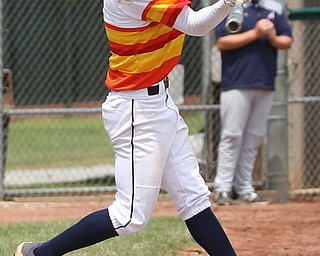 Astro Falcons batter Anthony Michalski(3) swings during the 4th inning as Astro Falcons takes on SBA Aces, Saturday, July 1, 2017 at Bob Cene Park. Astros won 6-0...(Nikos Frazier | The Vindicator).