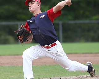 SBA Aces pitcher Johnny McCoy (99) pitches during the 6th inning as Astro Falcons takes on SBA Aces, Saturday, July 1, 2017 at Bob Cene Park. Astros won 6-0...(Nikos Frazier | The Vindicator)..