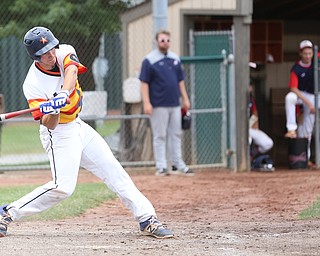 Astro Falcons batter Dylan Rotz (8) swings during the 7th inning as Astro Falcons takes on SBA Aces, Saturday, July 1, 2017 at Bob Cene Park. Astros won 6-0...(Nikos Frazier | The Vindicator)..