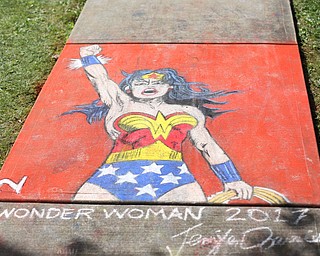 A Wonder Woman Chalk art during the 11th annual Celebrate Poland weekend at Village Hall, Saturday, July 1, 2017 in Poland...(Nikos Frazier | The Vindicator)