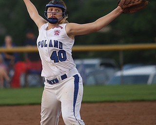 Poland pitcher Alaina Scavina(40) pitches during the 6th inning as Canfield takes on Poland in the 12u Little League district title, Monday, July 3, 2017 at Fields of Dreams in Boardman. Poland won 7-6...(Nikos Frazier | The Vindicator)..