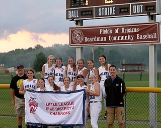 Poland girls after Poland beat Canfield, 7-6 in the 12u Little League district title, Monday, July 3, 2017 at Fields of Dreams in Boardman...(Nikos Frazier | The Vindicator)..