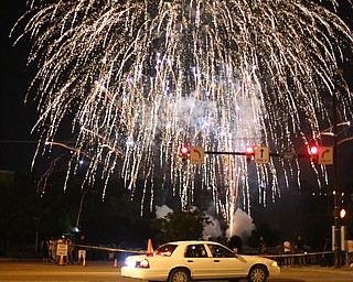 A police cruiser drives down front street during the Fourth of July Fireworks at the Covelli Centre, Tuesday, July 4, 2017 in Youngstown...(Nikos Frazier | The Vindicator)
