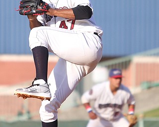 Mahoning Valley Scrappers pitcher Gregori Vasquez (47) throws in the second inning against the Mahoning Valley Scrappers/West Virginia Black Bears, Tuesday, July 4, 2017, at Eastwood Field in Niles...(Nikos Frazier | The Vindicator)..